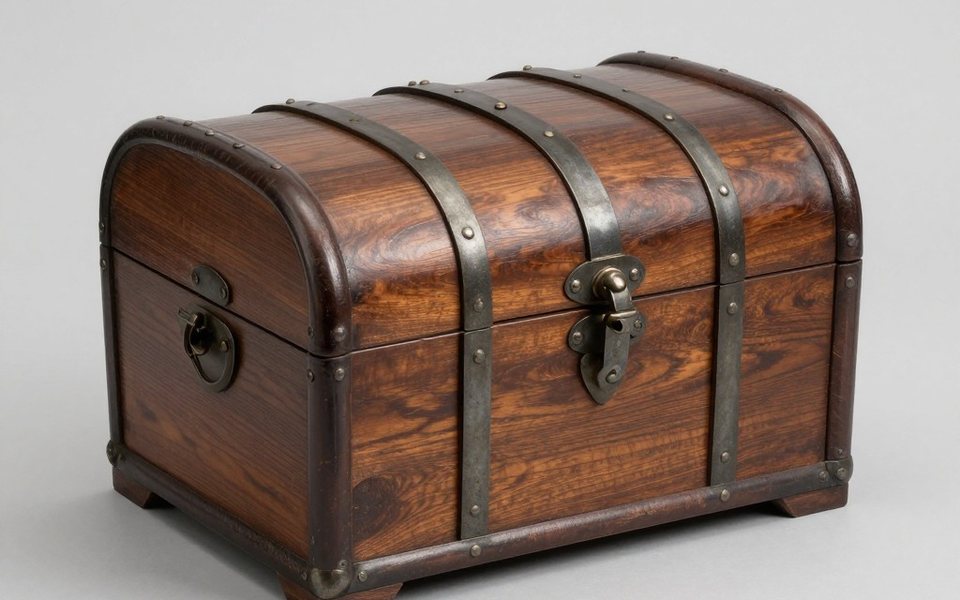 A photo of a wooden chest
