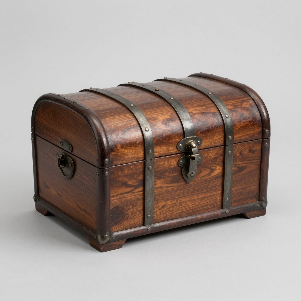 The photo that went in: a wooden chest with iron bands